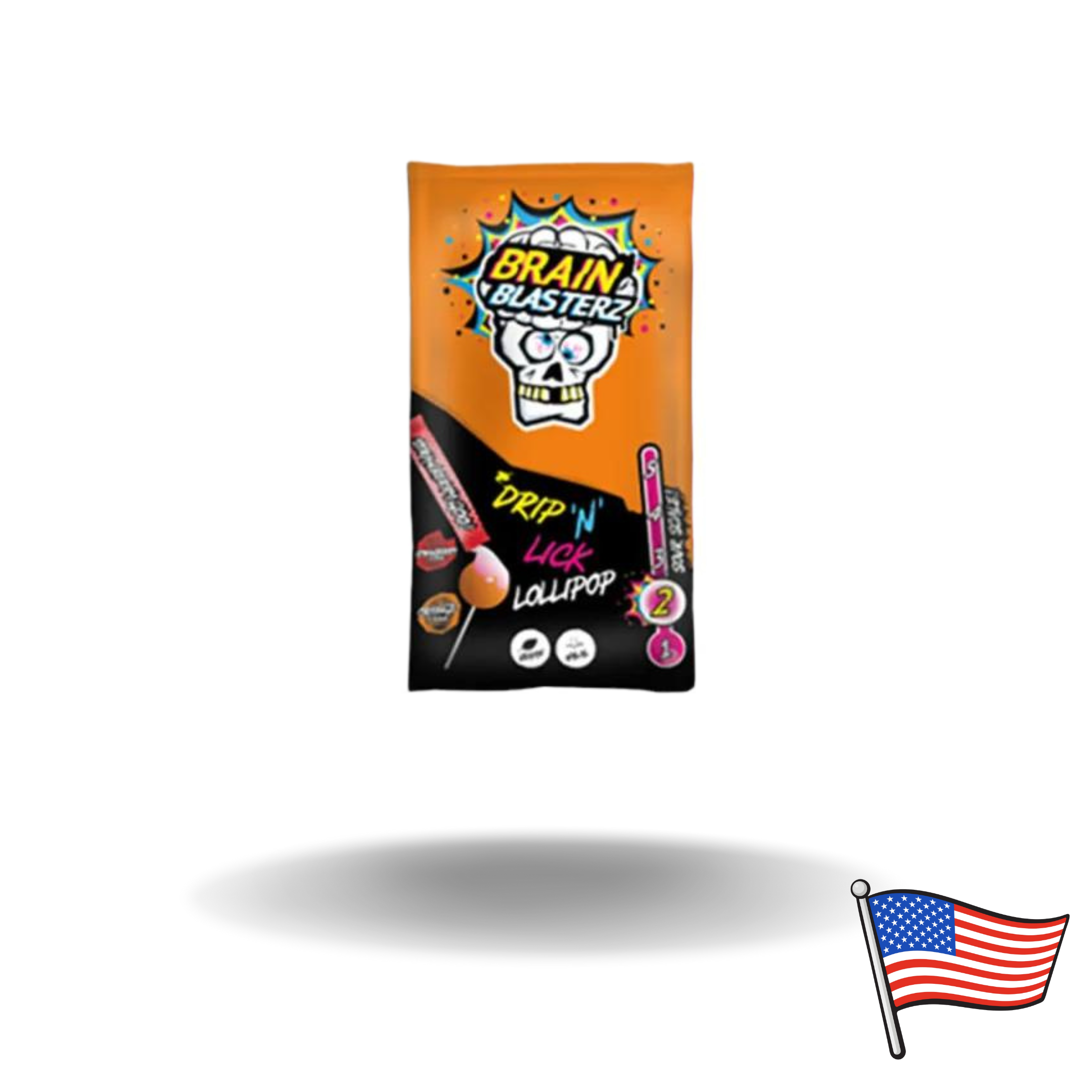 Brain Blasterz Drip´n´Lick Lollipop Orange 18g