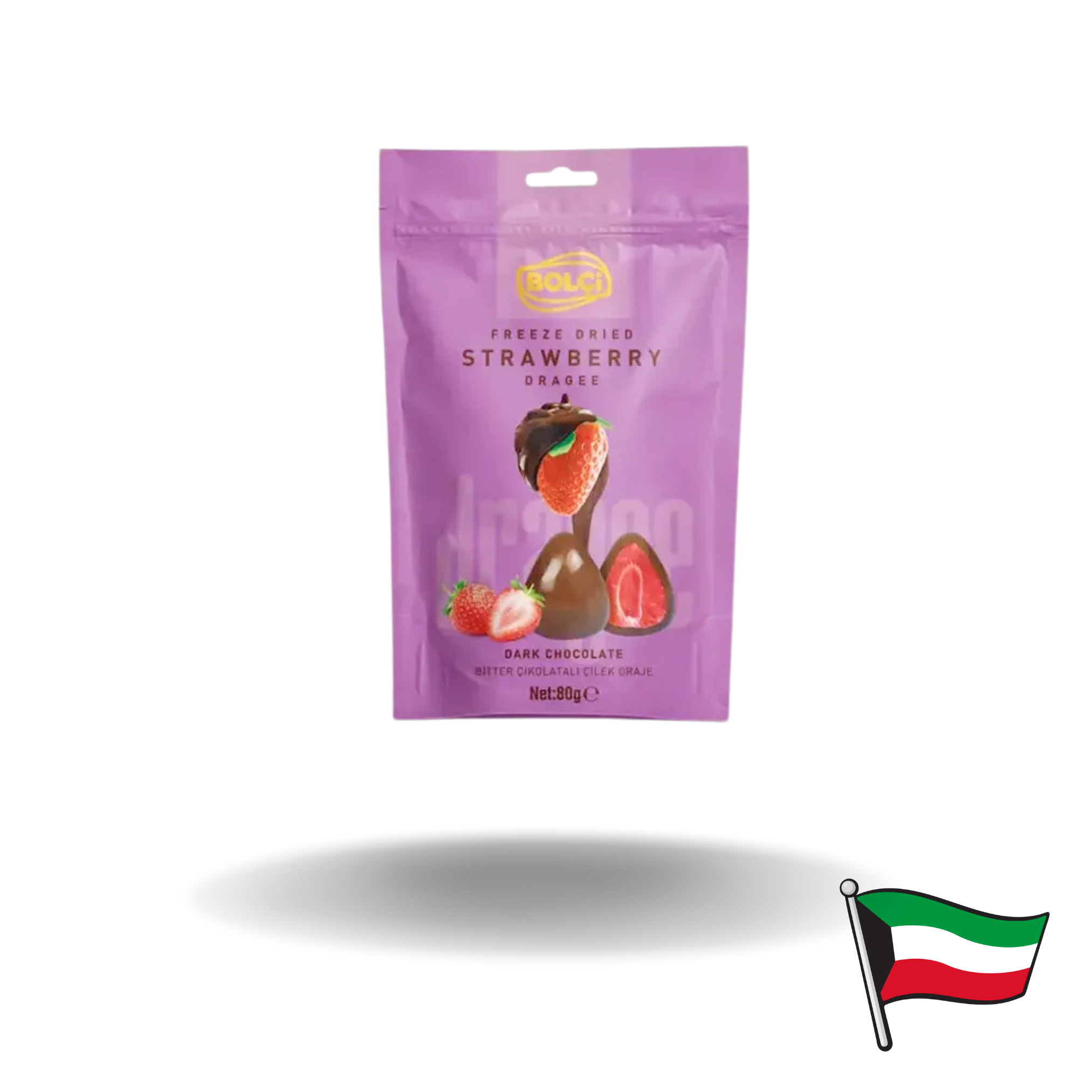 Freeze Dried Strawberry Dragee Dark Chocolate 80g