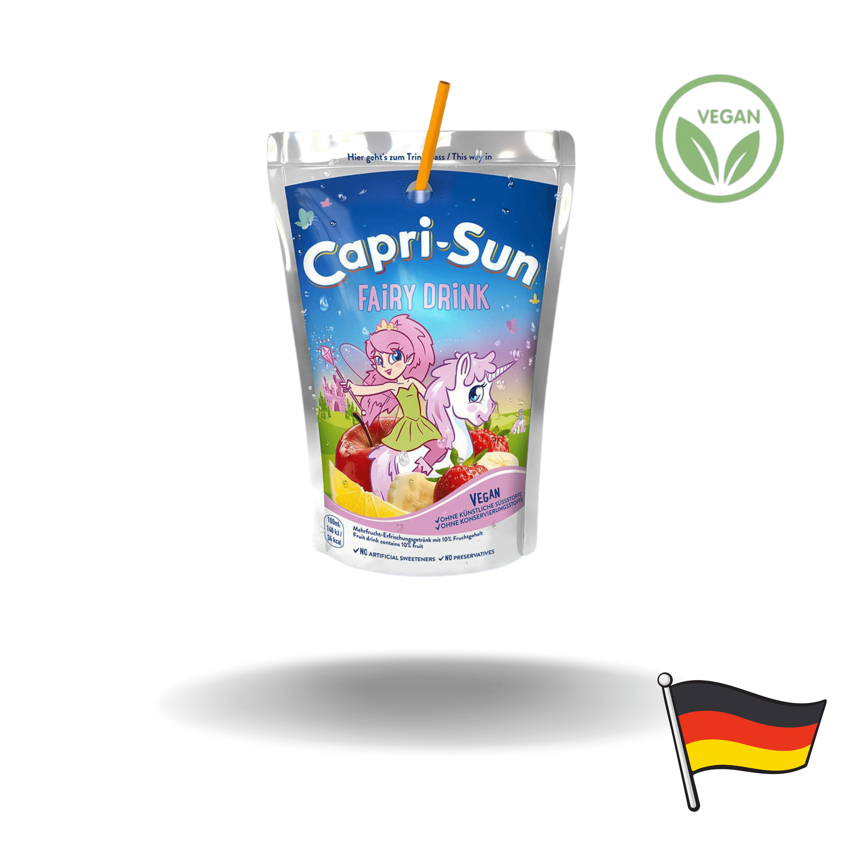 Capri Sun ist ein beliebtes Erfrischungsgetränk. Deshalb haben wir unsere Capri-Sun schon immer ohne künstliche Aromen, ohne Farb- und Konservierungsstoffe und auch ohne künstliche Süßungsmittel gemacht. Ist außerdem Vegan!