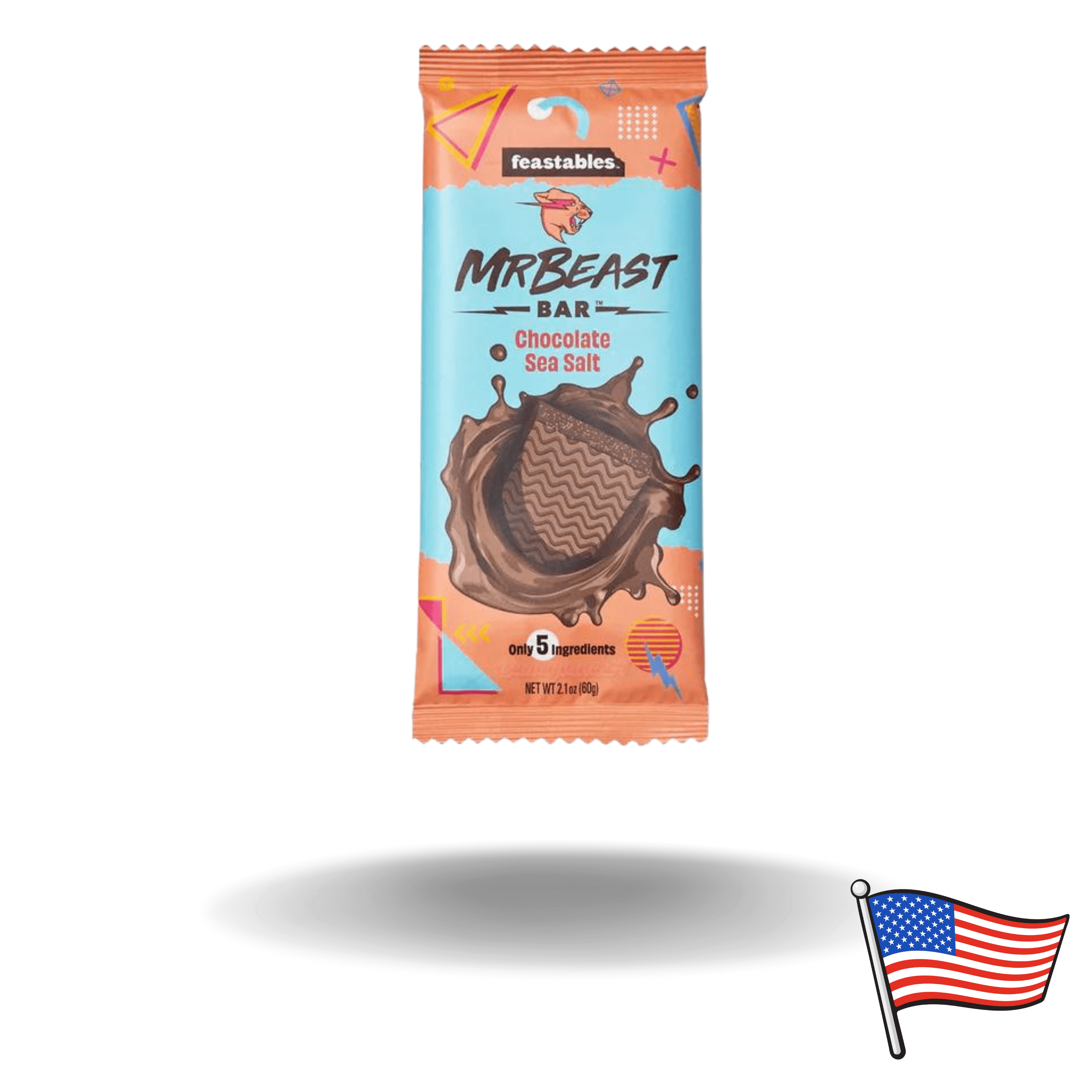 Amerikanische Süßigkeit. Die MrBeast Sea Salt Schokolade des bekannten Youtubers gibt es normal nur in Amerika. Wir haben sie für euch in allen Sorten auch in Österreich