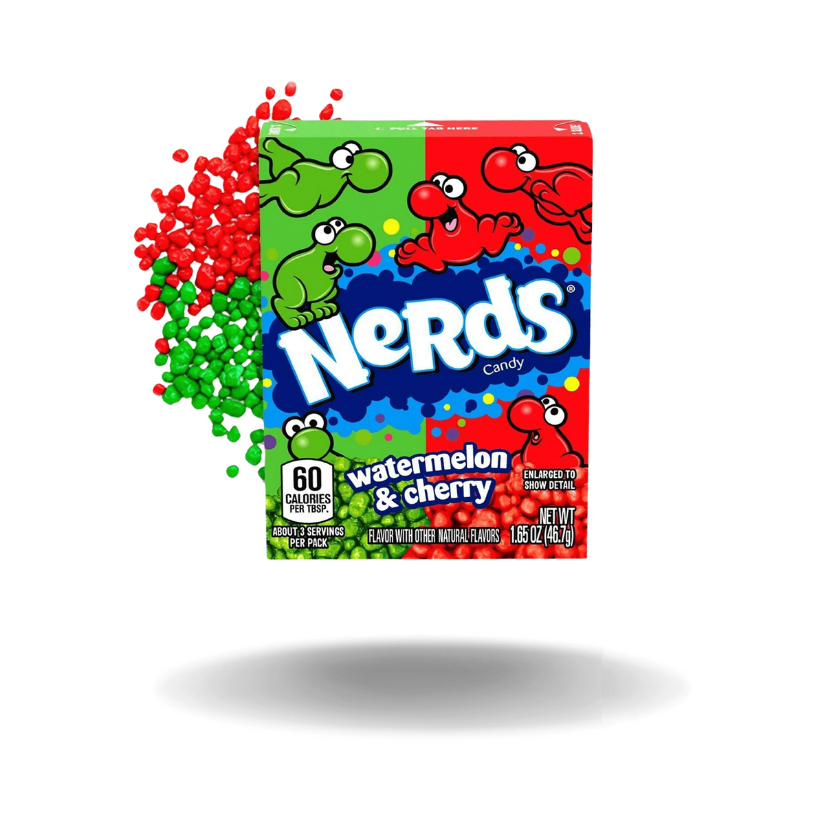 Die Nerds Watermelon & Cherry präsentieren sich als köstliche, kleine Mini-Dragees mit den Geschmacksrichtungen Wassermelone und Kirsche.