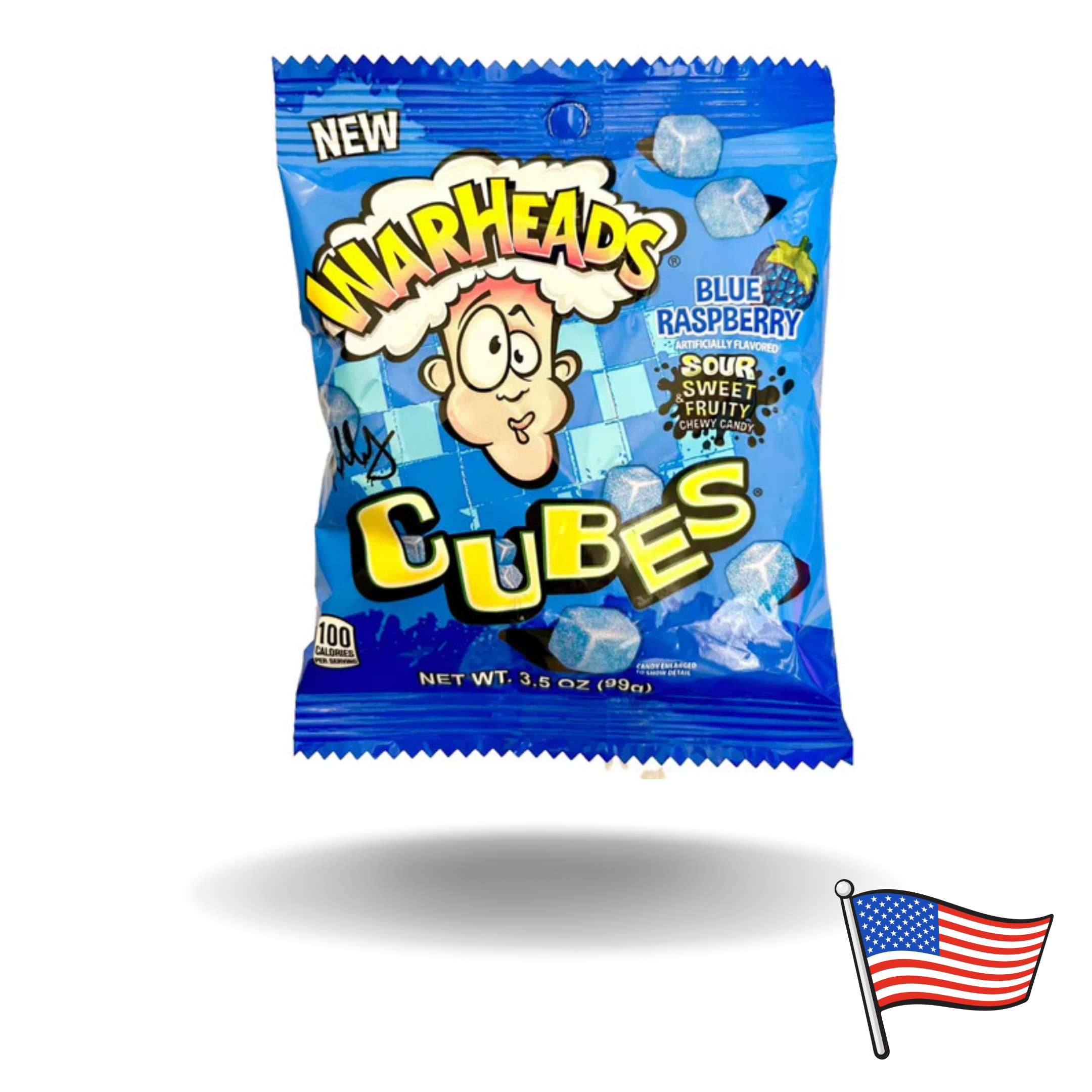Warheads Blue Raspberry Cubes 99g