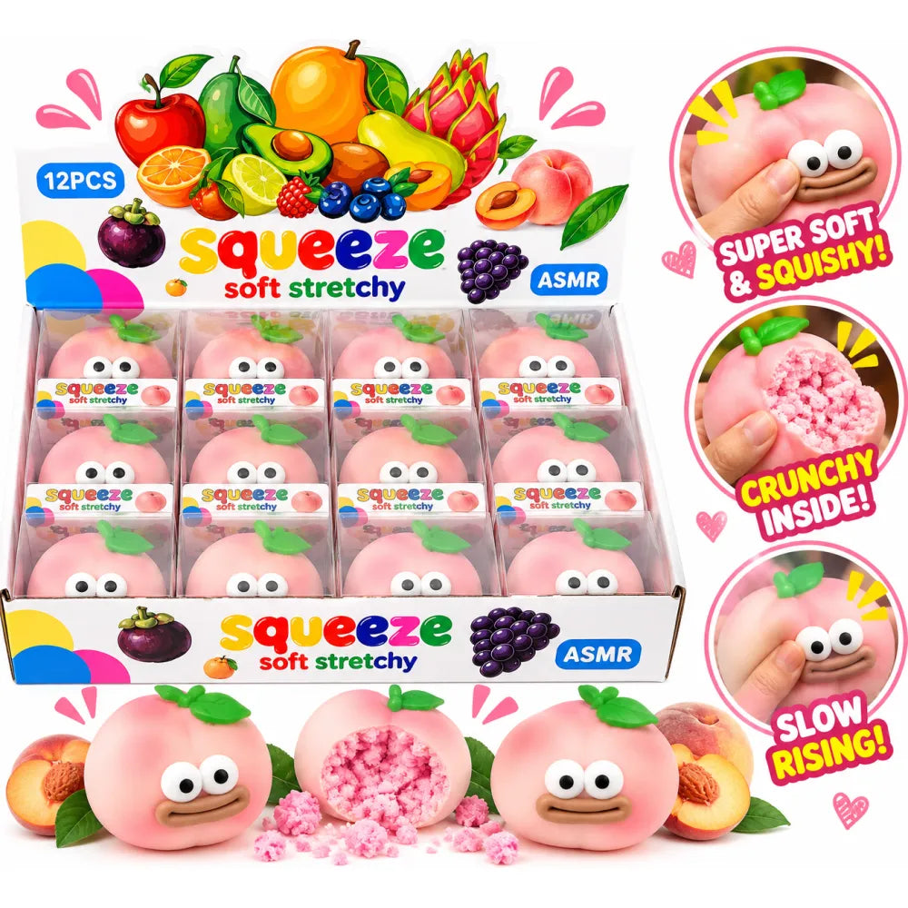 Crunchy Squishy Pfirsich mit Gesicht